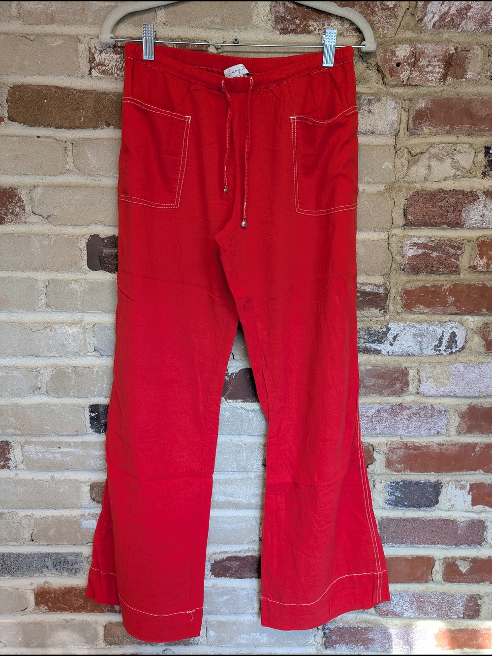 emory park Bright Red Straight-Leg Drawstring Pants